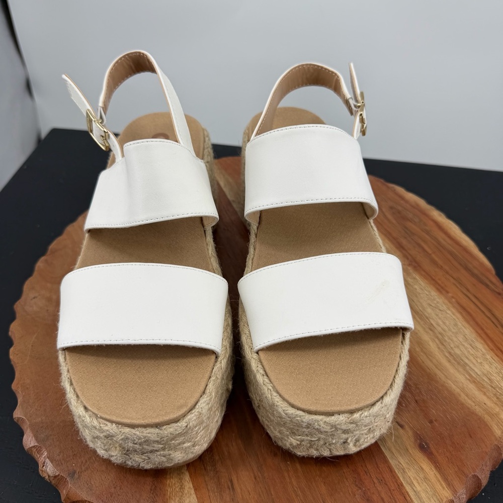 Dr.‎ Scholl's Women's Delaney Espadrille Wedge Sandal, White sz 7.5 faux leather - Picture 3 of 12